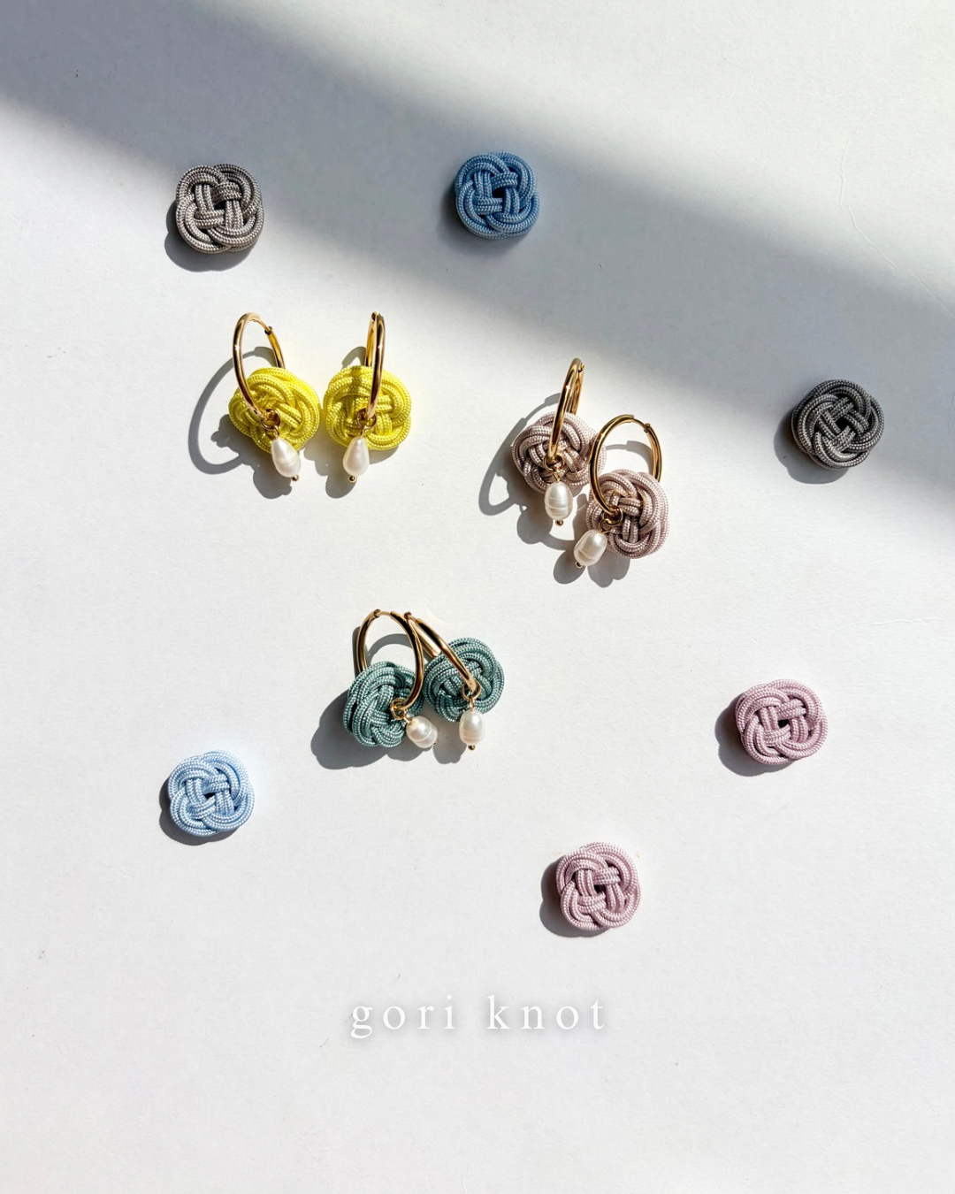 Flower Knot Hoop Earrings - with Natural Pearl