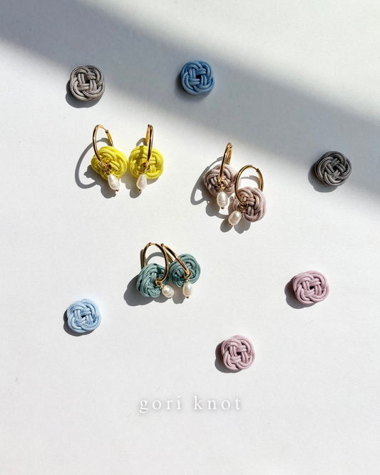 Flower Knot Hoop Earrings - with Natural Pearl