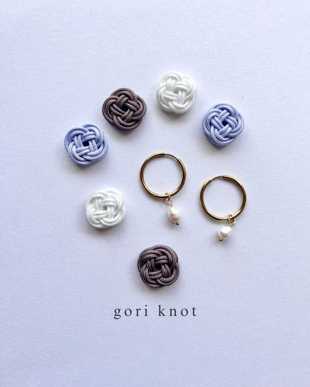 Flower Knot Hoop Earrings - with Natural Pearl